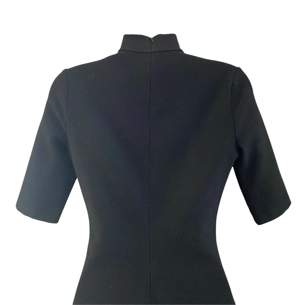 Black Halo Womens Size 2 Dress Mock Neck Black Ribbed Fit & Flare Drop Waist - Picture 4 of 10